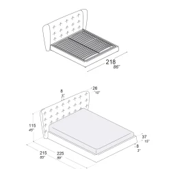 Viadurini Night Design Polsterbetten-Doppelbett mit Polsterung aus Polyurethanschaum Made in Italy - Capriccio