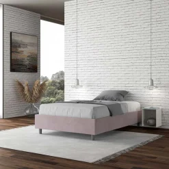 Viadurini Night Design Polsterbetten 120X190-Doppelbett 140x200 cm, Bezug aus Mikrofaser, Made in Italy - Atleta