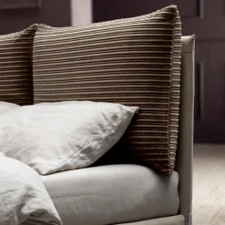 Viadurini Night Design Polsterbetten-Doppelbett 160x190 mit 2 weichen Kissen im Kopfteil - Tramonti