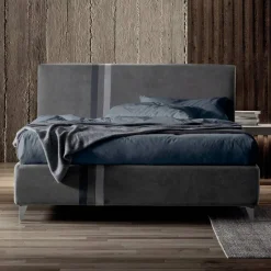 Viadurini Night Design Polsterbetten-Doppelbett 160x190 mit 2 zweifarbigen vertikalen und parallelen Streifen - Paolo