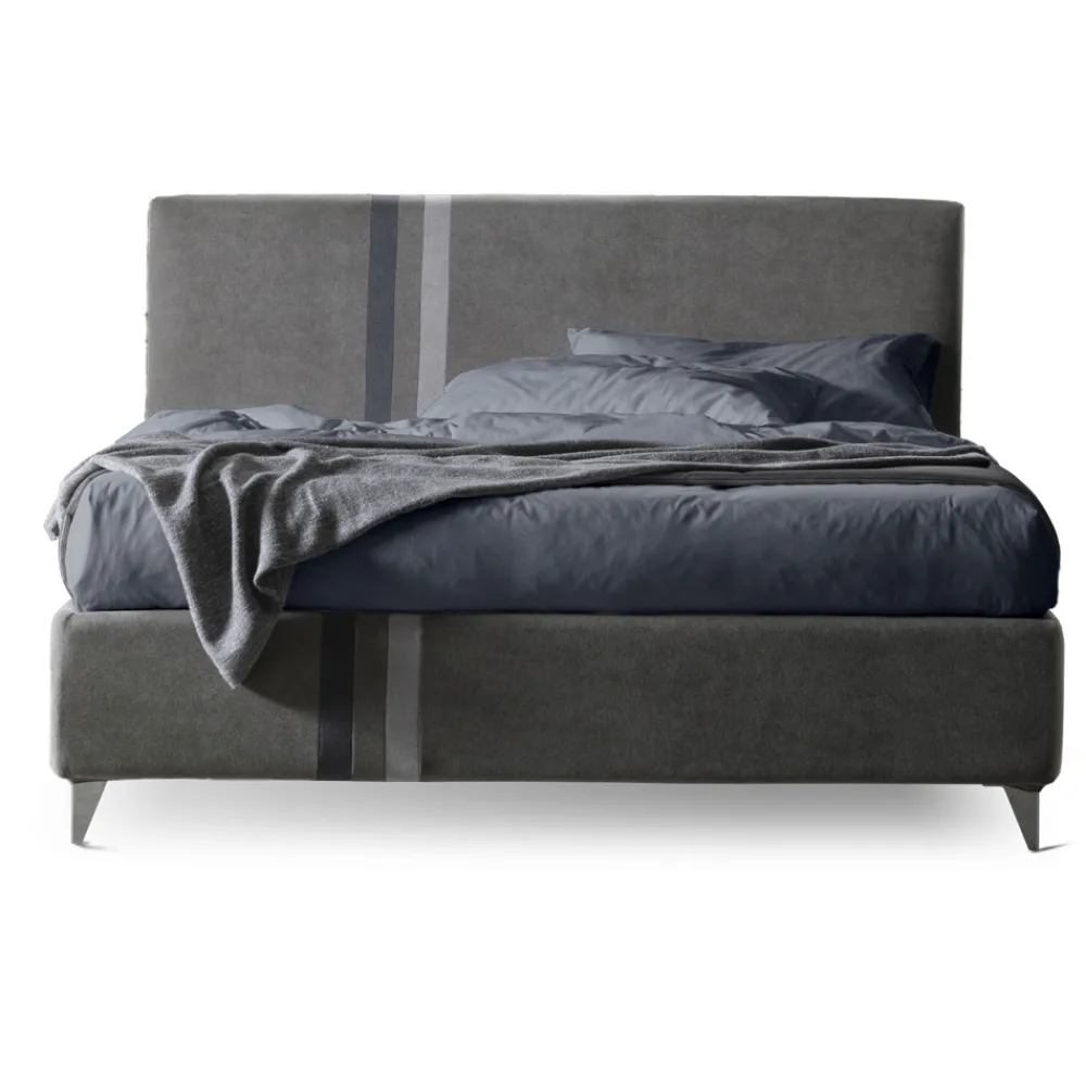 Viadurini Night Design Polsterbetten-Doppelbett 160x190 mit 2 zweifarbigen vertikalen und parallelen Streifen - Paolo