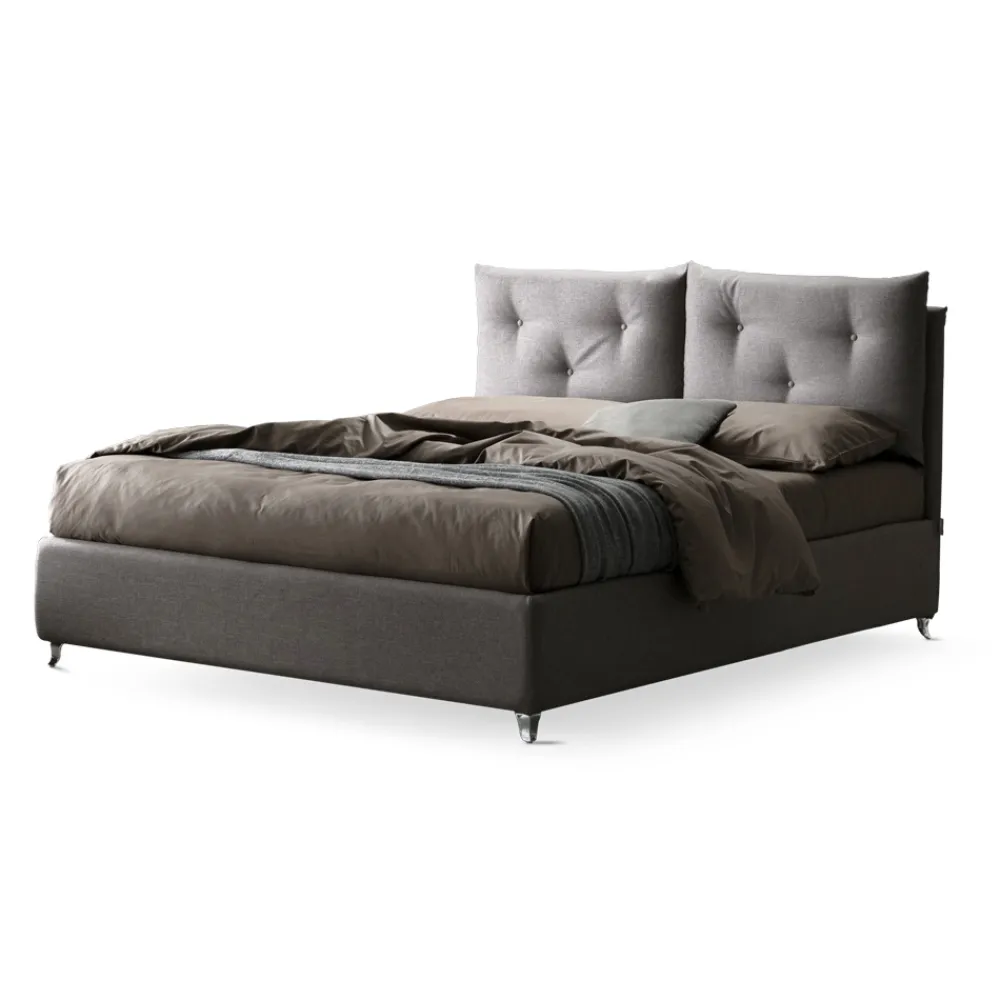 Viadurini Night Design Polsterbetten-Doppelbett 160x190 mit dekorativen Knöpfen in den Kissen - Strahlen