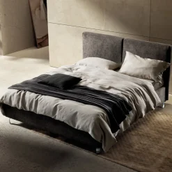 Viadurini Night Design Polsterbetten-Doppelbett 160x190 mit einteiligem Kopfteil, geteilt in 2 Teile - Ernesto