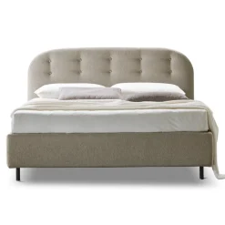 Viadurini Night Design Polsterbetten-Doppelbett 160x190 mit geschwungenen Linien und Knöpfen Made in Italy - Oriente