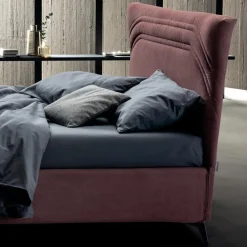 Viadurini Night Design Polsterbetten-Doppelbett 160x190 mit geschwungenen Linien und doppeltem Steppband - Gioie