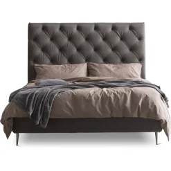 Viadurini Night Design Polsterbetten-Doppelbett 160x190 mit hohem und gestepptem Kopfteil Made in Italy - Sallie