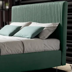 Viadurini Night Design Polsterbetten-Doppelbett 160x190 mit mehrstreifen-Schmalbandsteppung - Meduse