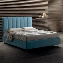 Viadurini Night Design Polsterbetten-Doppelbett 160x190 mit Steppung mit breiten vertikalen Streifen - Refuge