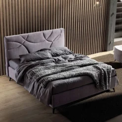 Viadurini Night Design Polsterbetten-Doppelbett 160x190 mit Steppung aus Querbögen - Sonnenblume