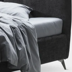 Viadurini Night Design Polsterbetten-Doppelbett 160x190 mit vertikalen geprägten Kordeln - Maske