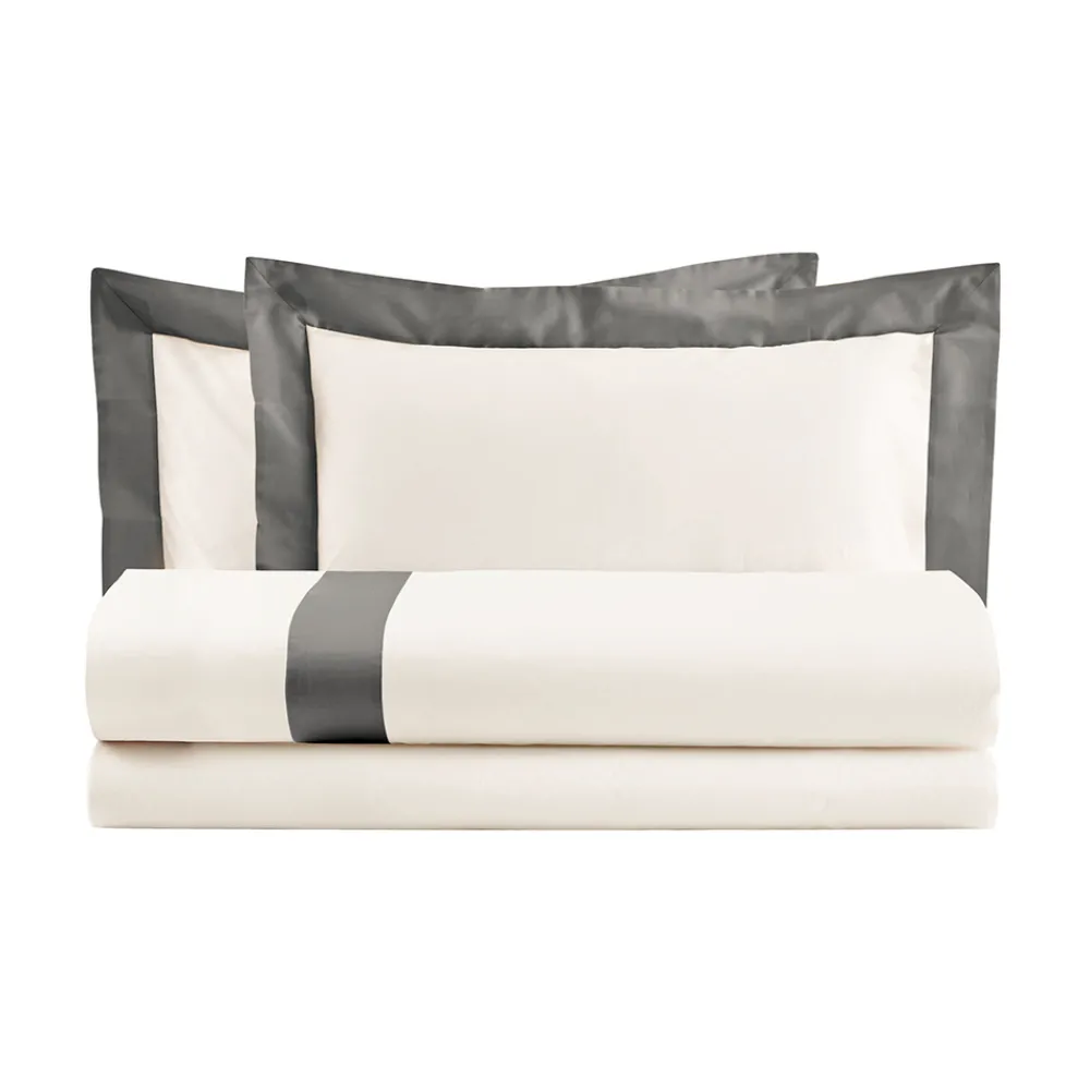 Viadurini Textile Bettbezüge-Doppelbett-Bettbezug-Set aus 100 % Baumwolle und 10 % Baumwollsatin – Detail