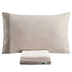 Viadurini Textile Bettbezüge-Doppelbettbezug-Set aus 90 % Baumwolle und 10 % Leinen, hergestellt in Italien – Nestle