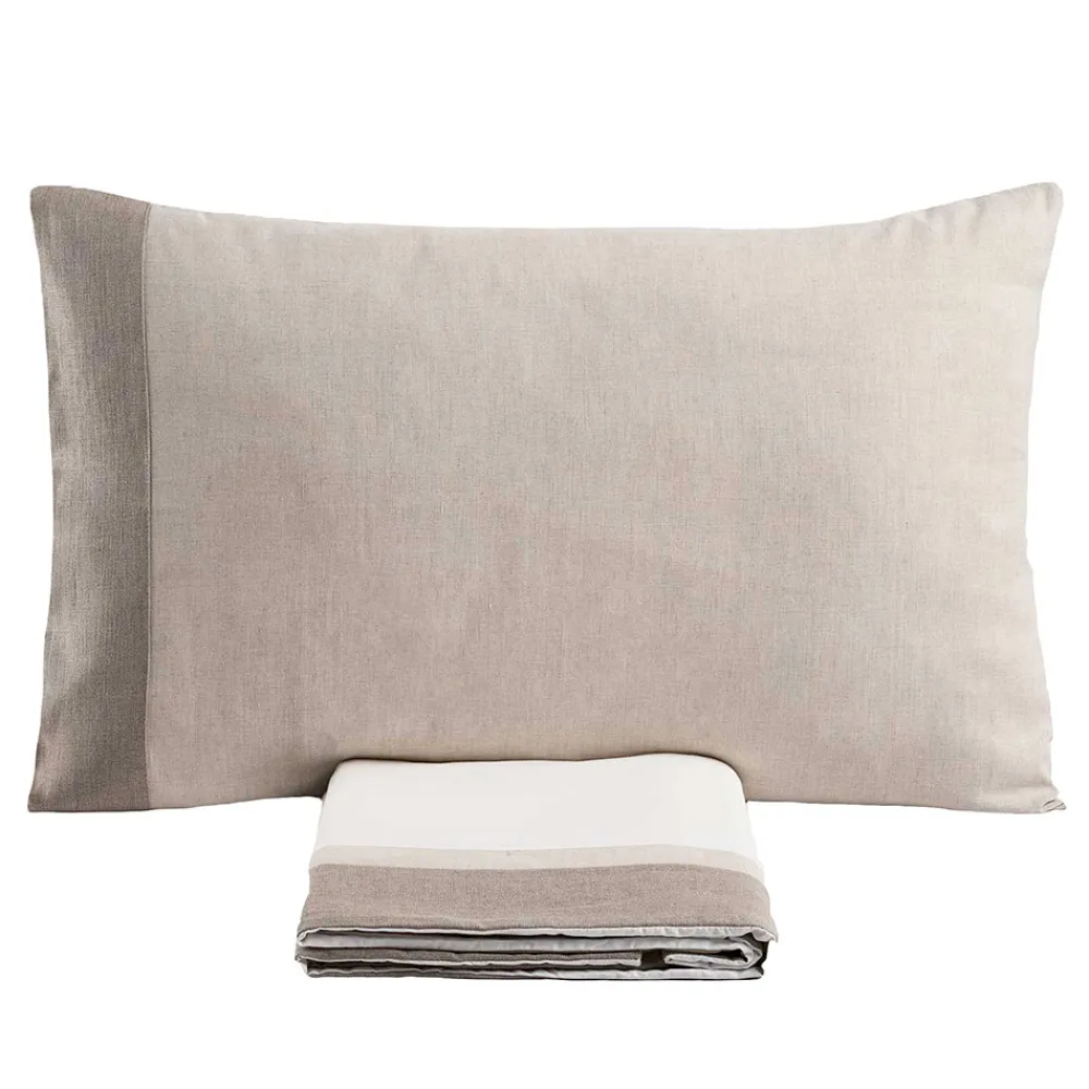 Viadurini Textile Bettbezüge-Doppelbettbezug-Set aus 90 % Baumwolle und 10 % Leinen, hergestellt in Italien – Nestle