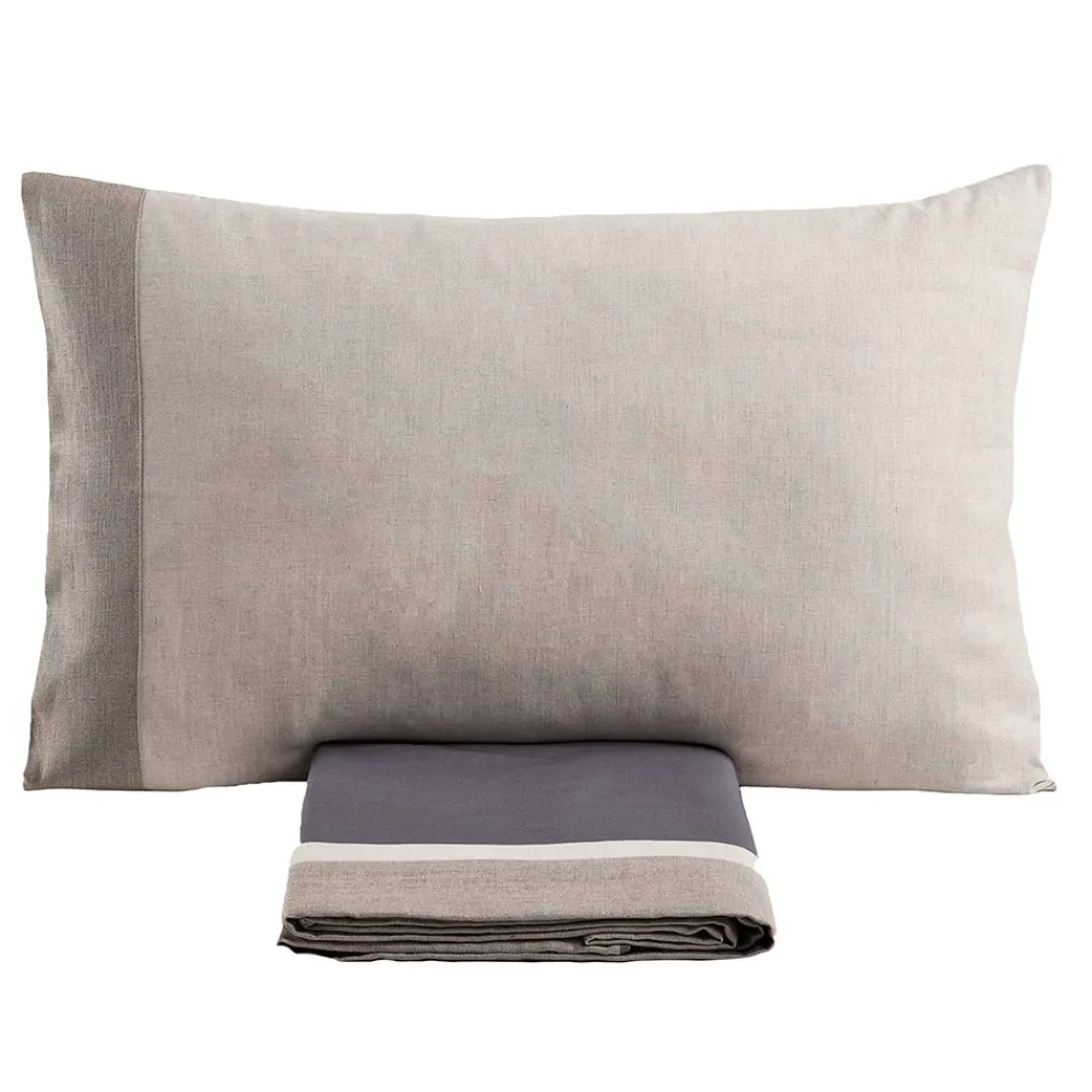 Viadurini Textile Bettbezüge-Doppelbettbezug-Set aus 90 % Baumwolle und 10 % Leinen, hergestellt in Italien – Nestle