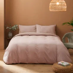 Viadurini Textile Bettbezüge-Doppelbettbezug-Set aus reiner, stückgefärbter Baumwolle mit 2 Kissenbezügen - Delicacy