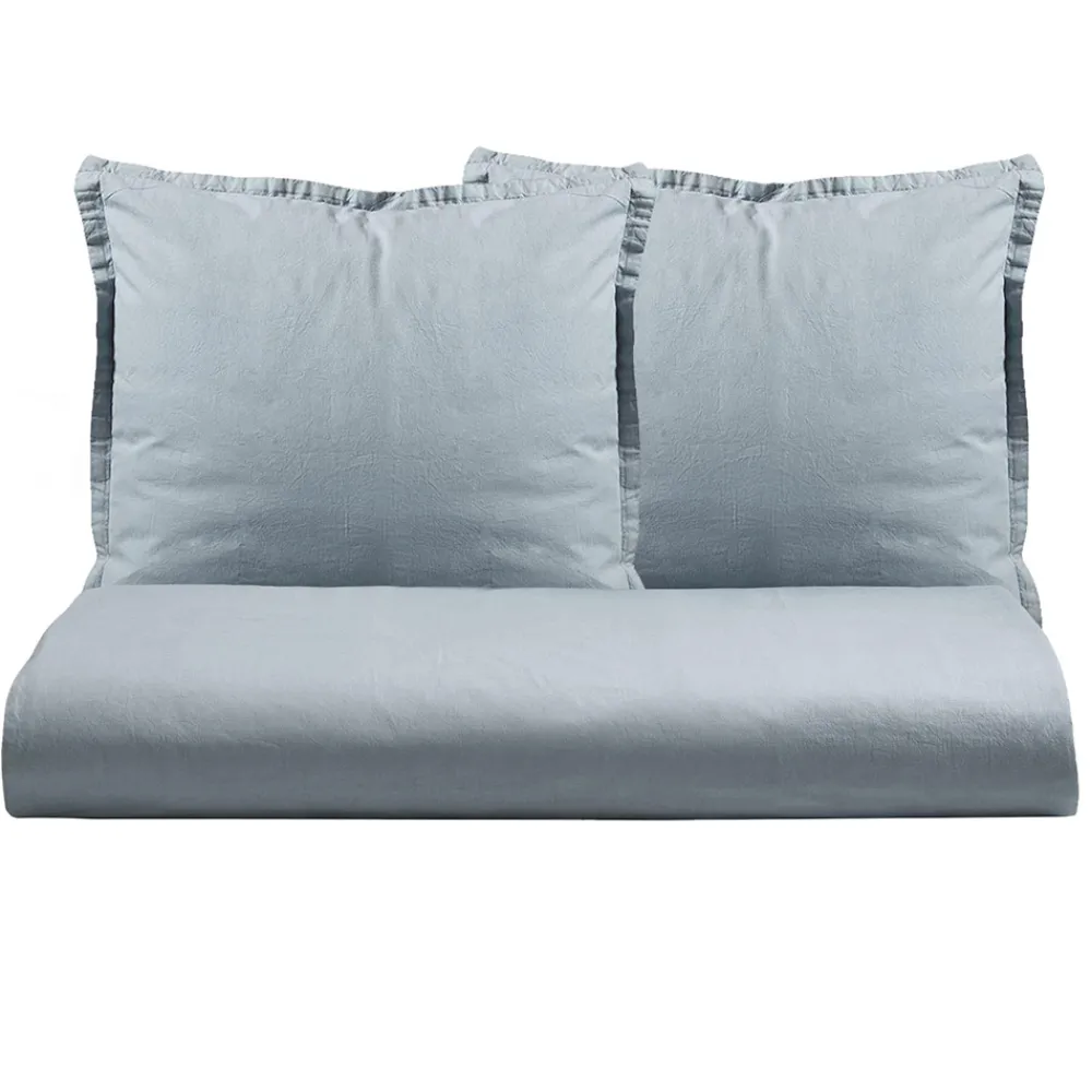 Viadurini Textile Bettbezüge-Doppelbettbezug-Set aus reiner, stückgefärbter Baumwolle mit 2 Kissenbezügen - Delicacy