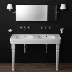 Viadurini Bathroom Badmöbel Stehend-Doppelkonsole auf Keramikbeinen im Vintage-Stil 900 'Serenity