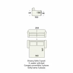 Viadurini Italian Sofas Moderne Schlafsofas-Doppelschlafsofa aus Designstoff Made in Italy - Anemone