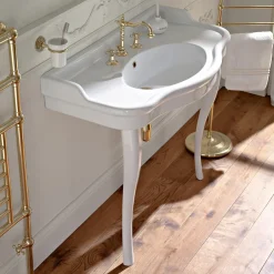 Viadurini Bathroom Vintage Waschbecken|Keramikwaschbecken-Doppelschüssel Consolle Waschbecken mit Keramikfüßen, Made in Italy - Paulina