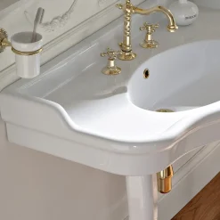 Viadurini Bathroom Vintage Waschbecken|Keramikwaschbecken-Doppelschüssel Consolle Waschbecken mit Keramikfüßen, Made in Italy - Paulina