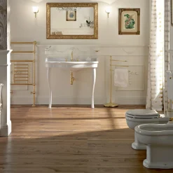 Viadurini Bathroom Vintage Waschbecken|Keramikwaschbecken-Doppelschüssel Consolle Waschbecken mit Keramikfüßen, Made in Italy - Paulina