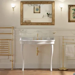 Viadurini Bathroom Vintage Waschbecken|Keramikwaschbecken-Doppelschüssel Consolle Waschbecken mit Keramikfüßen, Made in Italy - Paulina