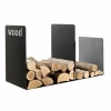 Viadurini Fire Design Kaminholzständer Aus Eisen Und Stahl-Doppelter Holzhalter aus schwarzem Stahl mit seitlichem Dekor Design - Altano1