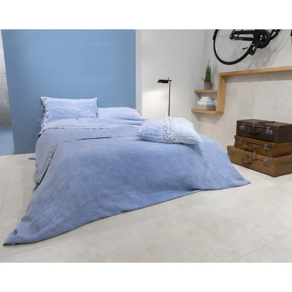 Viadurini Textile Bettlaken-Doppeltes Spannbetttuch, luxuriös gefärbtes Leinen Made in Italy - Fiumano