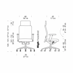 Viadurini Living Bürosessel-Drehbarer ergonomischer Design-Bürosessel mit Armlehnen und Kopfstütze - Romolo