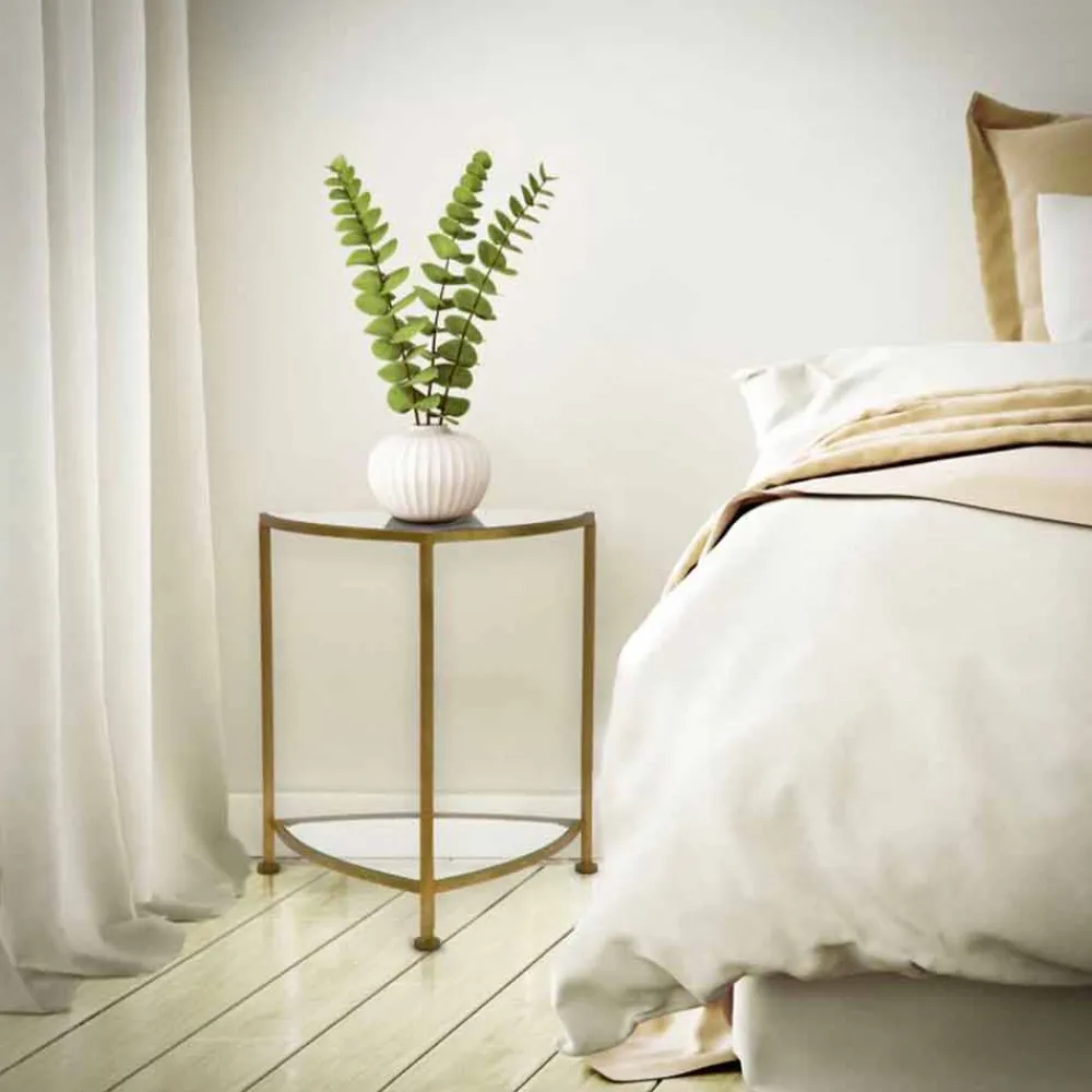 Viadurini Living Nachttische-Dreieckiger Nachttisch im modernen Design aus Eisen und Glas - Kira