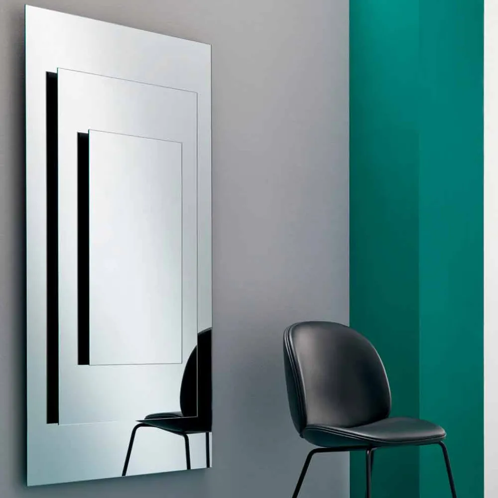 Viadurini Decor Wandspiegel-Dreischichtiger Wandspiegel und schwarze Struktur italienisches Design - Plaudio