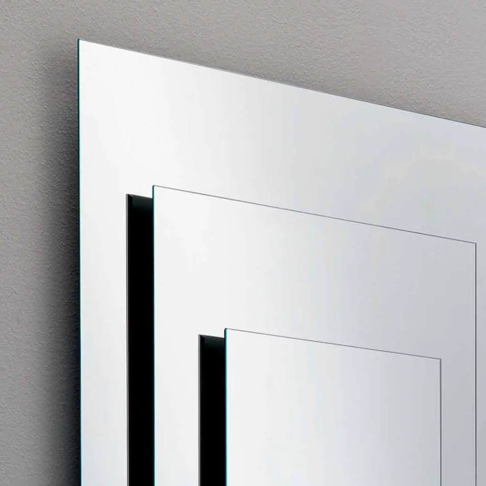 Viadurini Decor Wandspiegel-Dreischichtiger Wandspiegel und schwarze Struktur italienisches Design - Plaudio