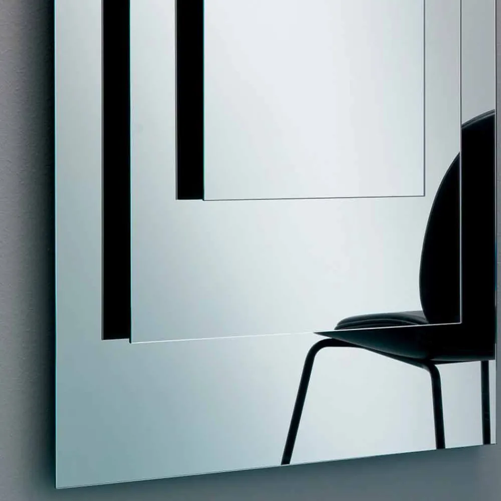Viadurini Decor Wandspiegel-Dreischichtiger Wandspiegel und schwarze Struktur italienisches Design - Plaudio