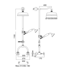 Viadurini Bathroom Duschsäulen-Duschgruppe mit Messingstange Vintage Made in Italy – Katerina
