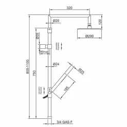 Viadurini Taps Duschsäulen-Duschsäule aus verchromtem Messing mit ultraschlankem Duschkopf Made in Italy - Primo