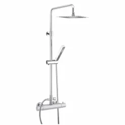 Viadurini Taps Duschsäulen-Duschsäule aus verchromtem Messing mit quadratischem Duschkopf Made in Italy - Studio