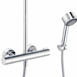 Viadurini Taps Duschsäulen-Duschsäule mit Duschkopf und Handbrause aus verchromtem Messing, hohe Qualität - Zanio