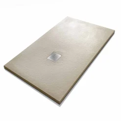 Viadurini Bathroom Rechteckige Duschwannen-Duschwanne 140x70 aus Stein-Effekt-Harz mit Stahlgitter - Domio