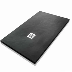 Viadurini Bathroom Rechteckige Duschwannen-Duschwanne 140x70 aus Stein-Effekt-Harz mit Stahlgitter - Domio