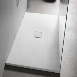 Viadurini Bathroom Rechteckige Duschwannen-Duschwanne 160x80 cm aus weißem Harz mit Ablauf und Abdeckung - Estimo