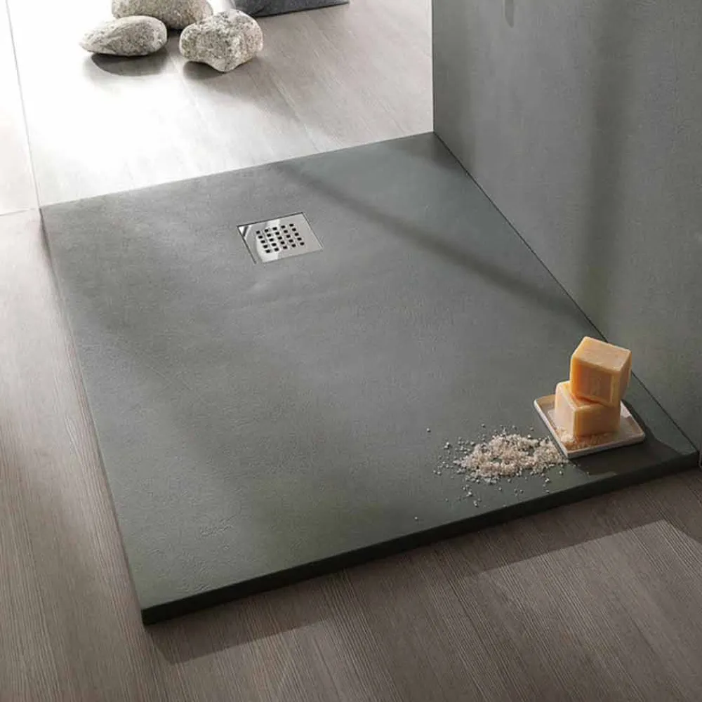 Viadurini Bathroom Rechteckige Duschwannen-Duschwanne 100x70 Modernes Design in Weiß oder Grau - Cupio Concrete Effect