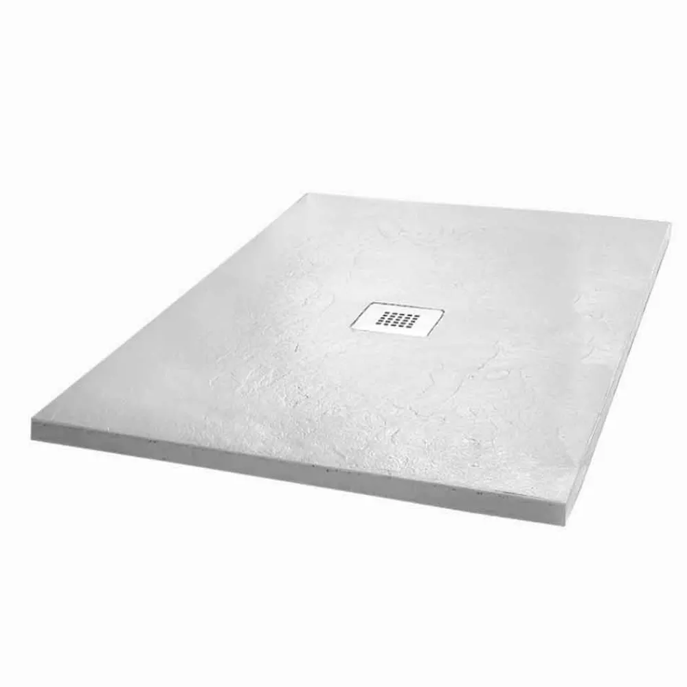 Viadurini Bathroom Rechteckige Duschwannen-Duschwanne 120x90 Modernes Design in Schiefer-Effekt aus weißem Harz - Sommo