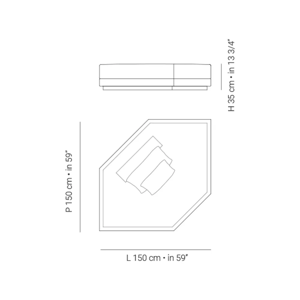 Viadurini in the Garden Sonnenliegen|Stoffsessel-Eck-Gartenliege aus Stoff Made in Italy - Rubik