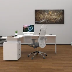 Viadurini Design Design Schreibtische-Eckiger Schreibtisch aus Melaminholz 2 Ausführungen - Analuisa