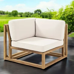 Viadurini in the Garden Holzsessel-Ecksessel für den Außenbereich aus natürlichem Teakholz und Kissen - Circe