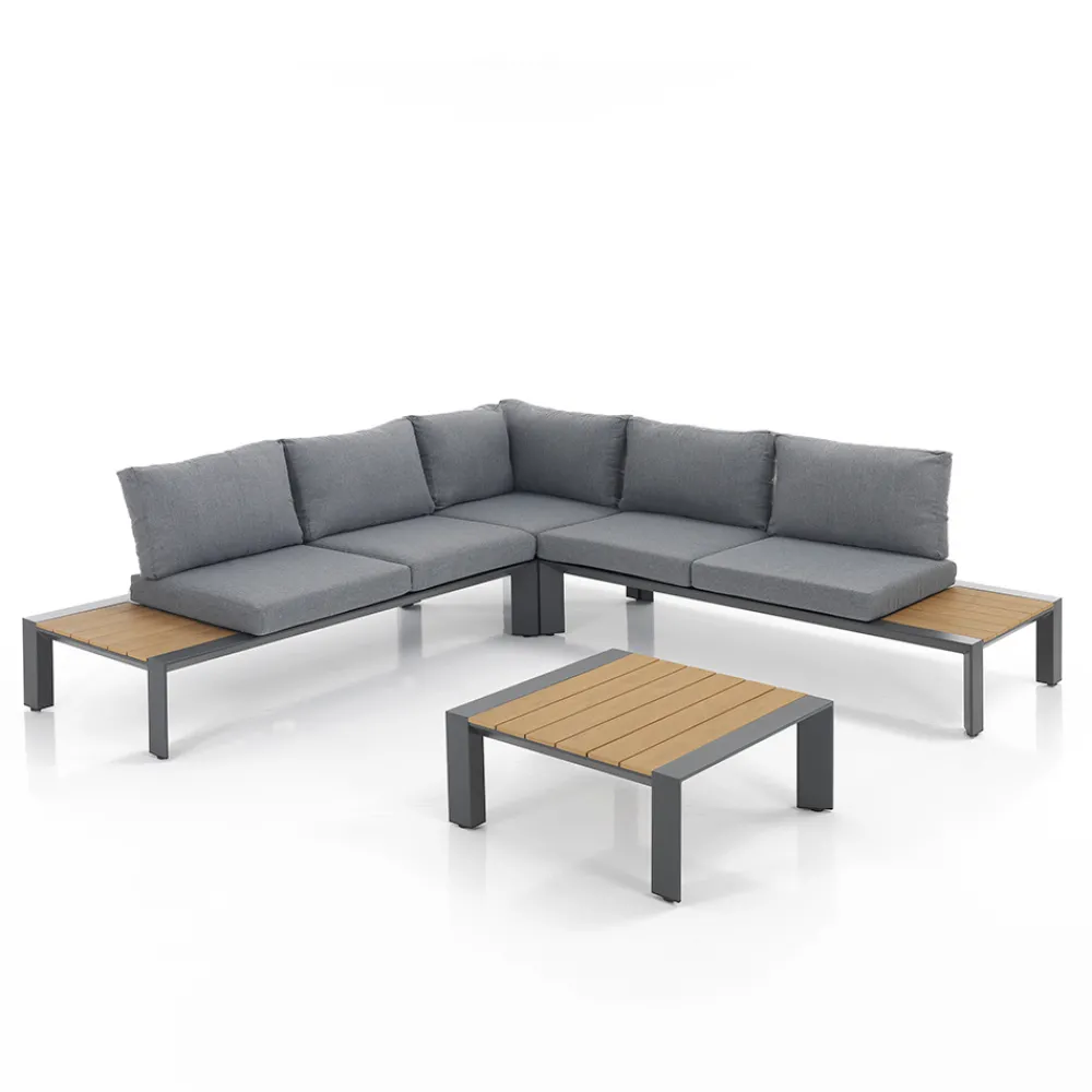 Viadurini in the Garden Garten Lounge Set-Ecksofa mit Couchtisch für draußen und drinnen aus Aluminium – Mettre