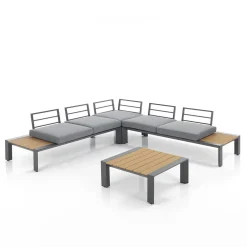 Viadurini in the Garden Garten Lounge Set-Ecksofa mit Couchtisch für draußen und drinnen aus Aluminium – Mettre