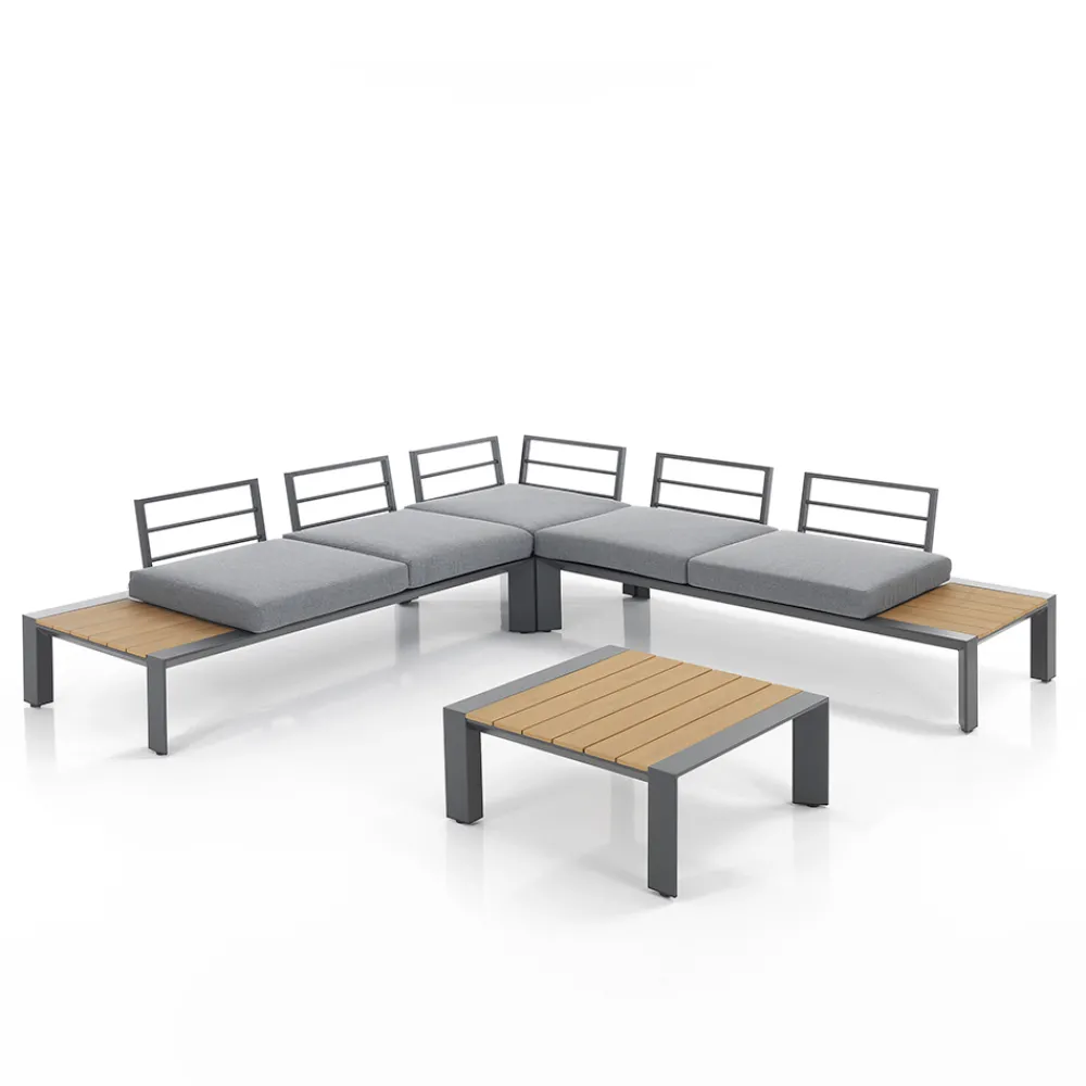 Viadurini in the Garden Garten Lounge Set-Ecksofa mit Couchtisch für draußen und drinnen aus Aluminium – Mettre