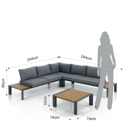Viadurini in the Garden Garten Lounge Set-Ecksofa mit Couchtisch für draußen und drinnen aus Aluminium – Mettre