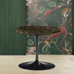 Viadurini Living Moderne Couchtische|Tulip Tische-Eero Saarinen H 39 Couchtisch mit runder Platte aus dunklem Emperador-Marmor – Scarlet